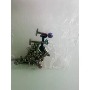 Nose Rings Many Gauges Silver Twist Flat Back Stud Multicolor Piercing